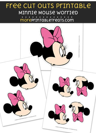 Free Minnie Mouse Worried Cut Out Printable with Dashed Lines