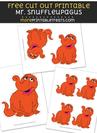 Free Mr. Snuffleupagus Cut Out Printable with Dashed Lines