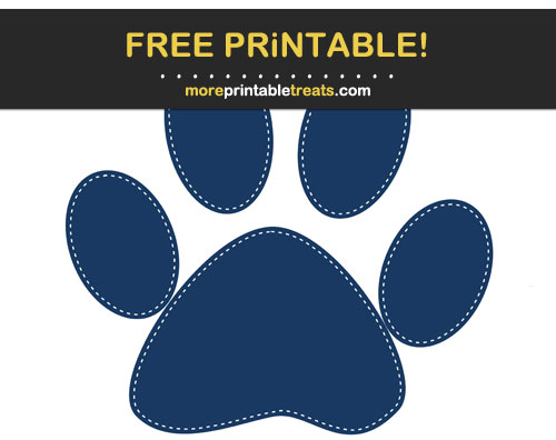 Free Printable Navy Blue White-Stitched Paw Print