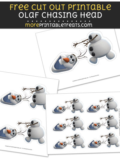 Free Olaf Chasing Head Cut Out Printable with Dashed Lines - Frozen