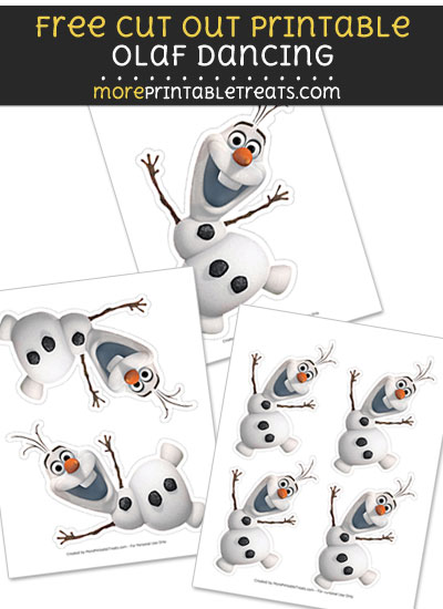 Free Olaf Dancing Cut Out Printable with Dashed Lines - Frozen