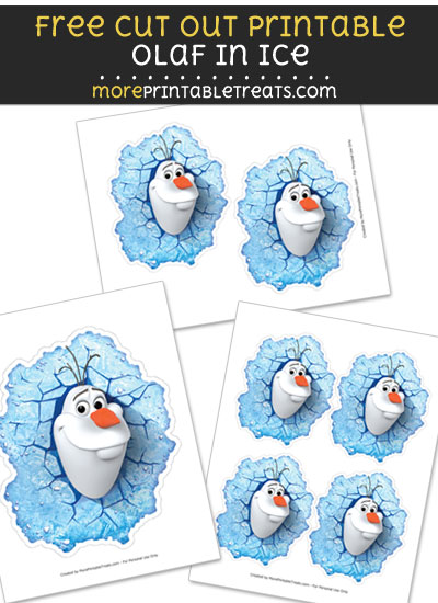 Free Olaf in Ice Cut Out Printable with Dashed Lines - Frozen