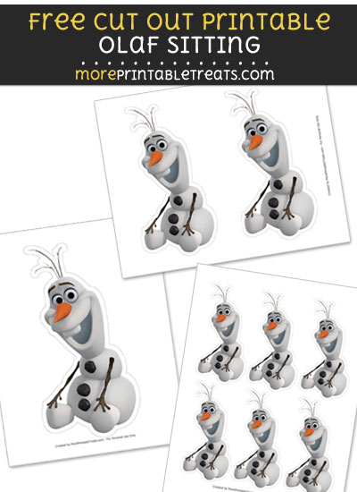 Free Olaf Sitting Cut Out Printable with Dashed Lines - Frozen