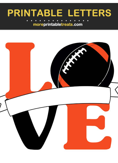 Free Printable Orange and Black Love Football Label