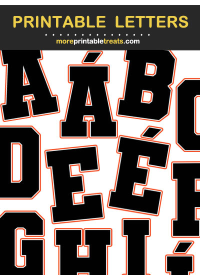 Free Printable Large Orange and Black Sports Jersey Letters