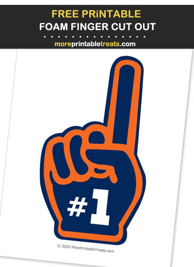 Free Printable Orange and Navy Blue Foam Finger Cut Out for Football Parties - Go Broncos!