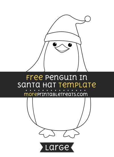 Free Penguin In Santa Hat Template - Large