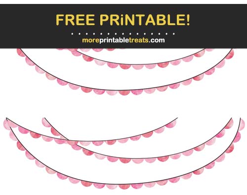 Free Printable Pink Watercolor Scalloped Bunting Banner Cut Outs