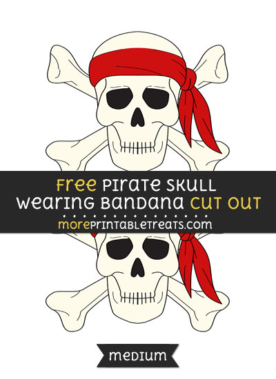 Free Pirate Skull Wearing Bandana Cut Out - Medium Size Printable