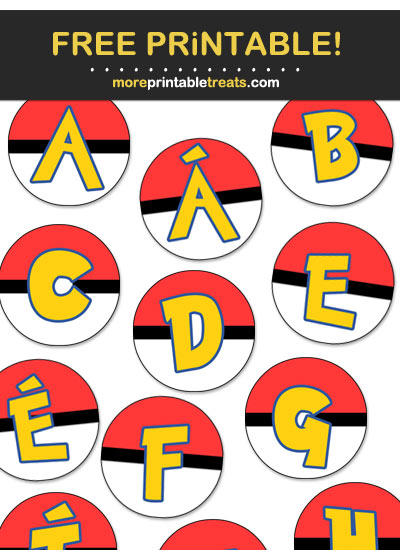 Free Printable Pokeball Party Banner Letters for DIY Banner