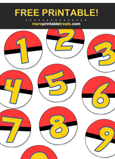 Free Printable Pokeball Party Banner Numbers and Symbols for DIY Banner