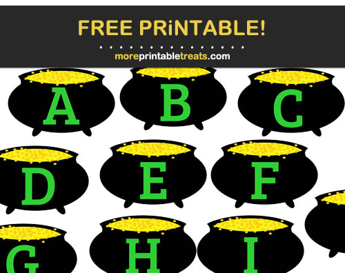 Free Printable Pot of Gold Alphabet - Letters, Numbers, Punctuation
