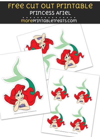 Free Princess Ariel Cut Out Printable with Dashed Lines - The Little Mermaid