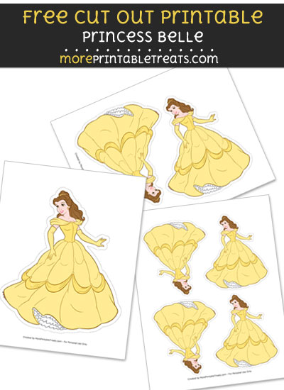 Free Princess Belle Cut Out Printable with Dashed Lines - Beauty and the Beast