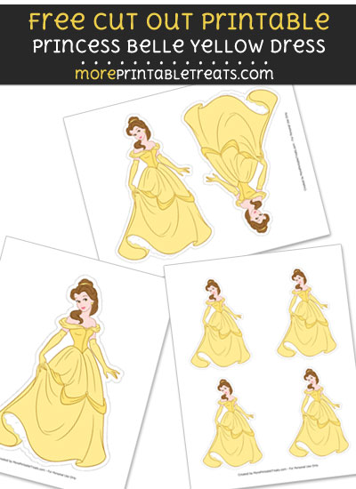 Free Princess Belle Yellow Dress Cut Out Printable with Dashed Lines - Beauty and the Beast