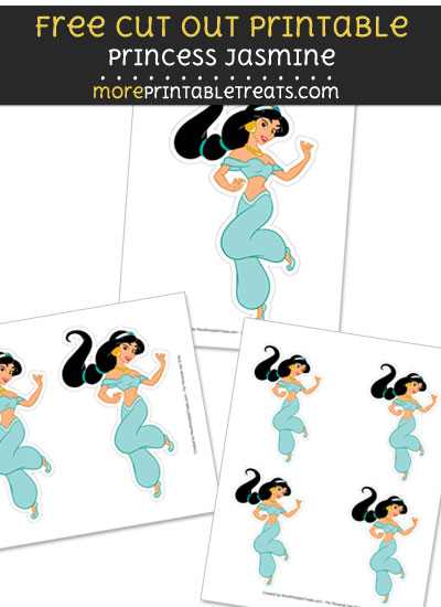 Free Princess Jasmine Cut Out Printable with Dashed Lines - Aladdin