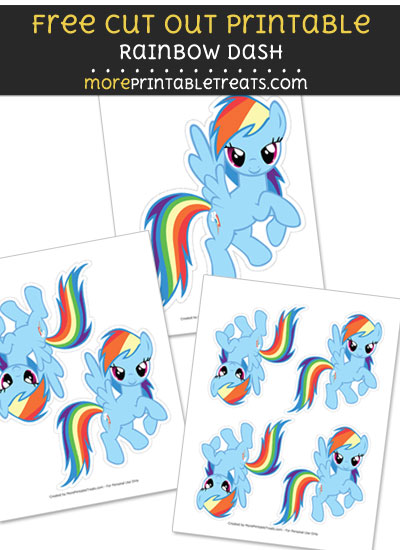 Free Rainbow Dash Cut Out Printable with Dashed Lines