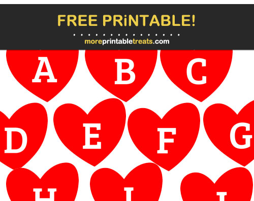 Free Printable Red Heart Alphabet - Letters, Numbers, Punctuation