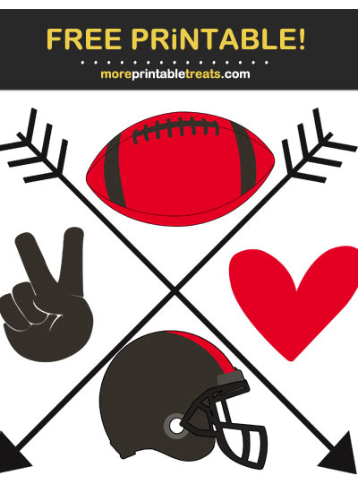 Free Printable Red and Pewter Peace, Love, and Football crossed arrows football printable - Go Buccs!