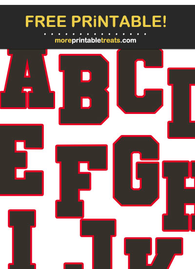 Free Printable Large Red and Pewter Sports Jersey Letters