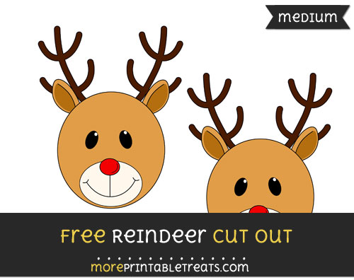 Free Reindeer Face Cut Out - Medium Size Printable