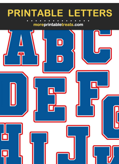 Free Printable Large Royal Blue, Red, White Sports Jersey Letters