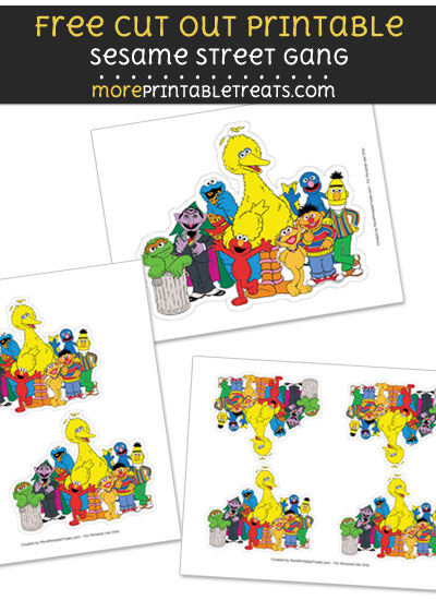 Free Sesame Street Gang Cut Out Printable with Dashed Lines