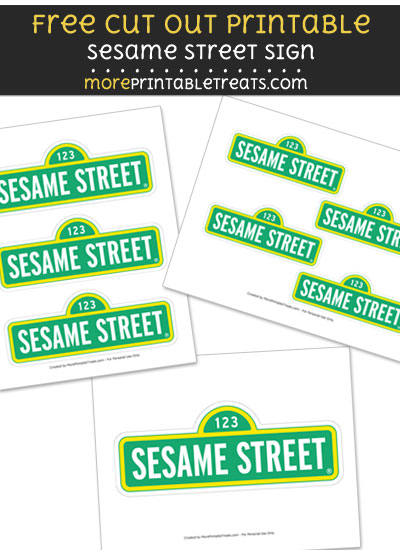 Free Sesame Street Sign Cut Out Printable with Dashed Lines