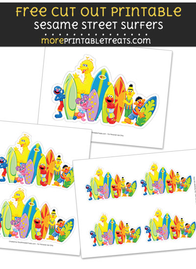 Free Sesame Street Surfers Cut Out Printable with Dashed Lines
