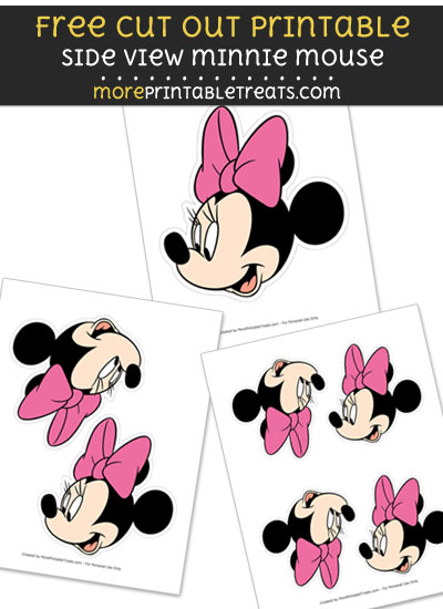 Free Side View Minnie Mouse Cut Out Printable with Dashed Lines