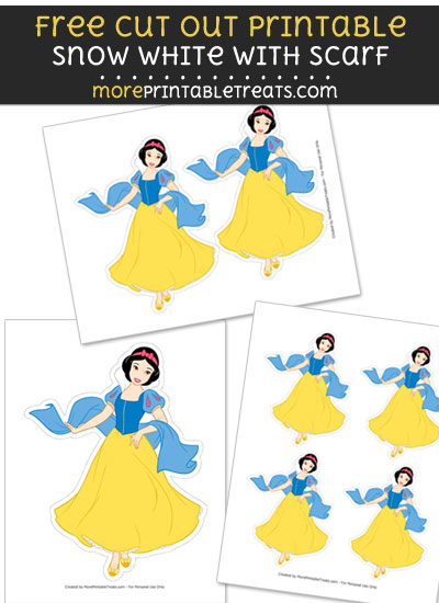 Free Snow White with Scarf Cut Out Printable with Dashed Lines