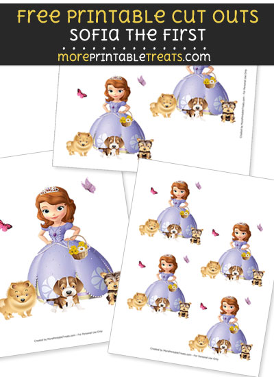 Free Sofia the First with Puppies Cut Outs - Printable - Sofia the First