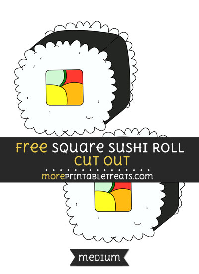 Free Square Sushi Roll Cut Out - Medium Size Printable