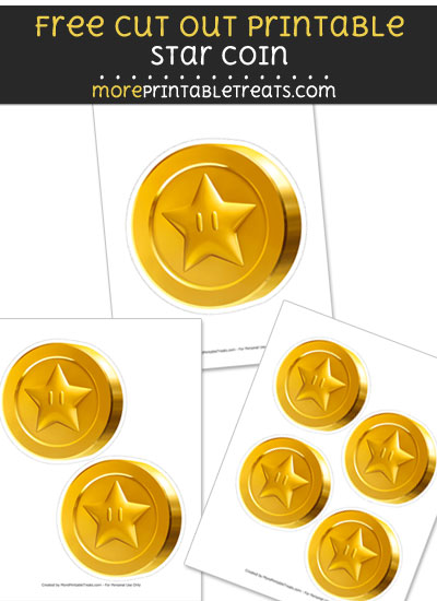 Free Star Coin Cut Out Printable with Dashed Lines - Mario