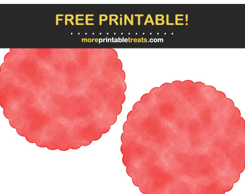 Free Printable Strawberry Pink Watercolor Scalloped Circles
