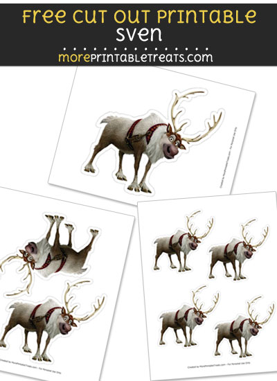Free Sven Reindeer Cut Out Printable with Dashed Lines - Frozen