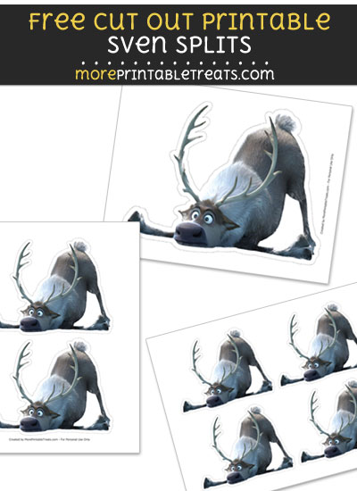 Free Sven Splits Reindeer Cut Out Printable with Dashed Lines - Frozen