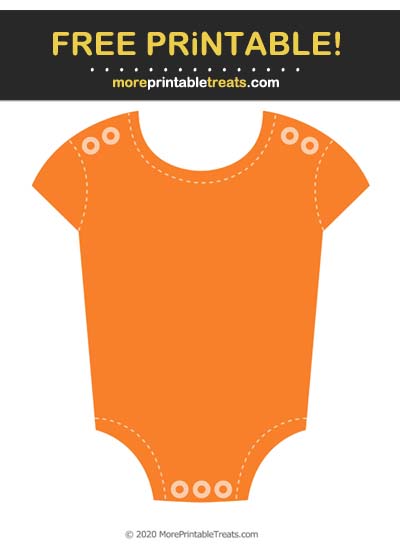 Free Printable Tangerine Orange Tinted Stitched Baby Onesie Cut Out