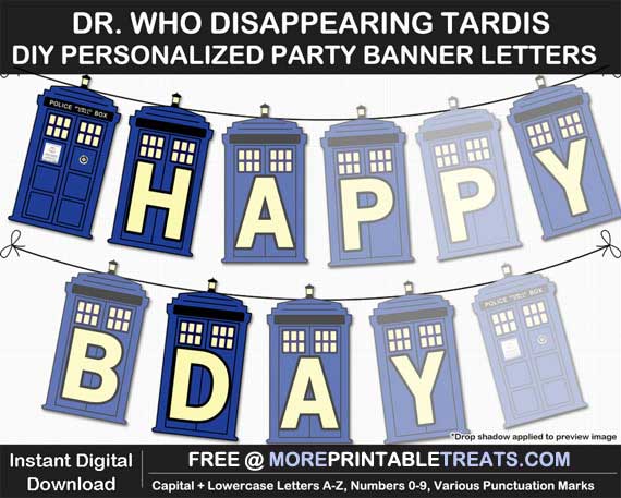 Free Printable Dr. Who Tardis Decorated Letters