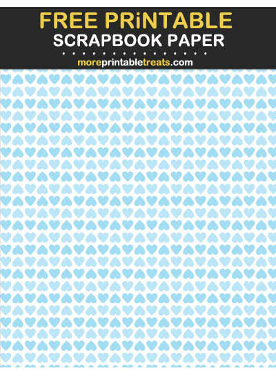 Free Printable Tinted Baby Blue Lined Hearts Scrapbook Paper