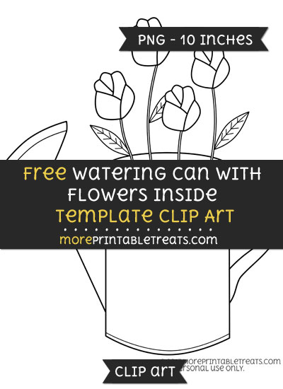 Free Watering Can With Flowers Inside Template - Clipart