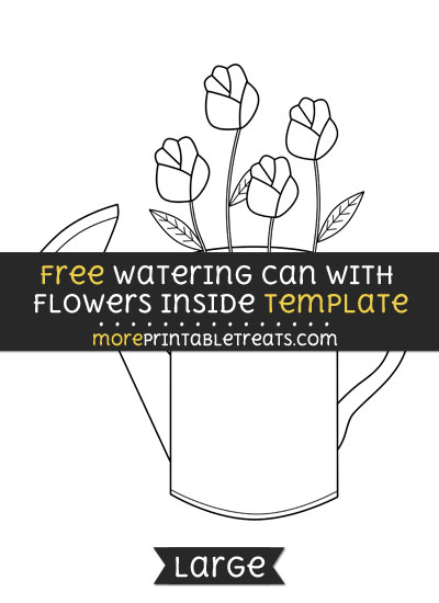 Free Watering Can With Flowers Inside Template - Large