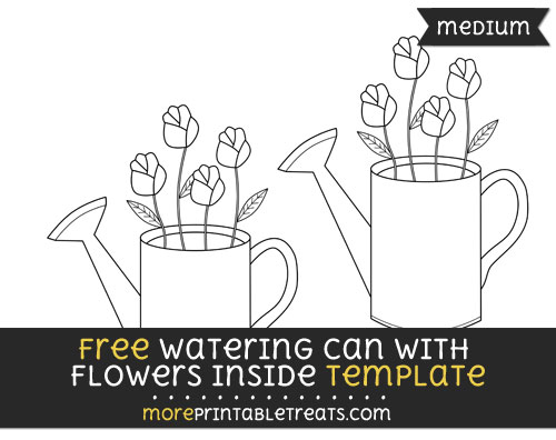 Free Watering Can With Flowers Inside Template - Medium