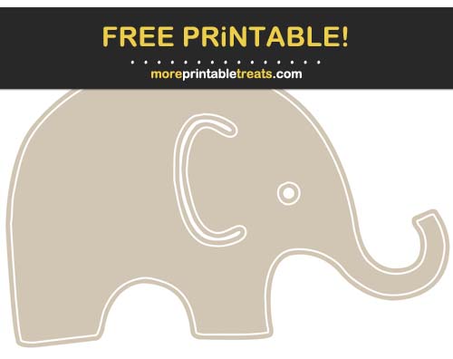 Free Printable White-Outlined Khaki Baby Elephant Cut Out