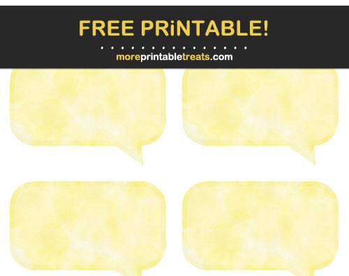 Free Printable Yellow Watercolor Rectangle Speech Bubble Labels