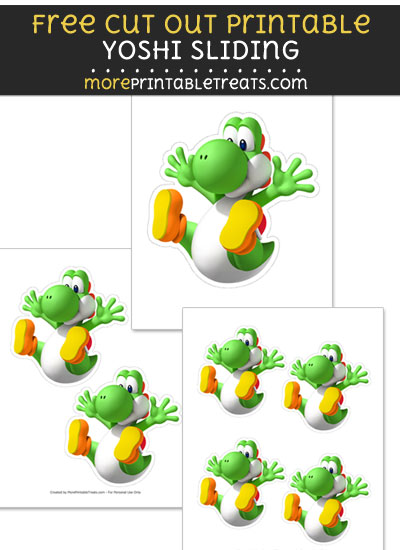 Free Yoshi Cut Out Printable with Dashed Lines - Mario