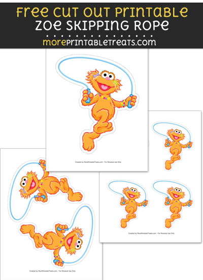 Free Zoe Skipping Rope Cut Out Printable with Dashed Lines - Sesame Street